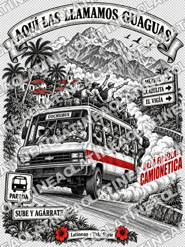 Camiseta La camionetica, colección Venezuela, algodón 240 GSM