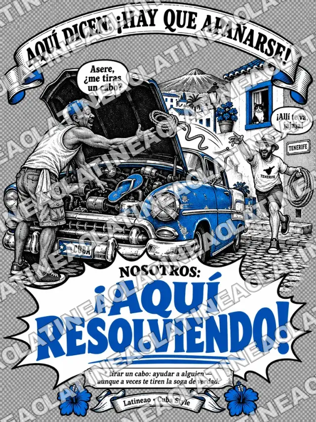 Camiseta Aquí resolviendo, colección Cuba, algodón 240 GSM